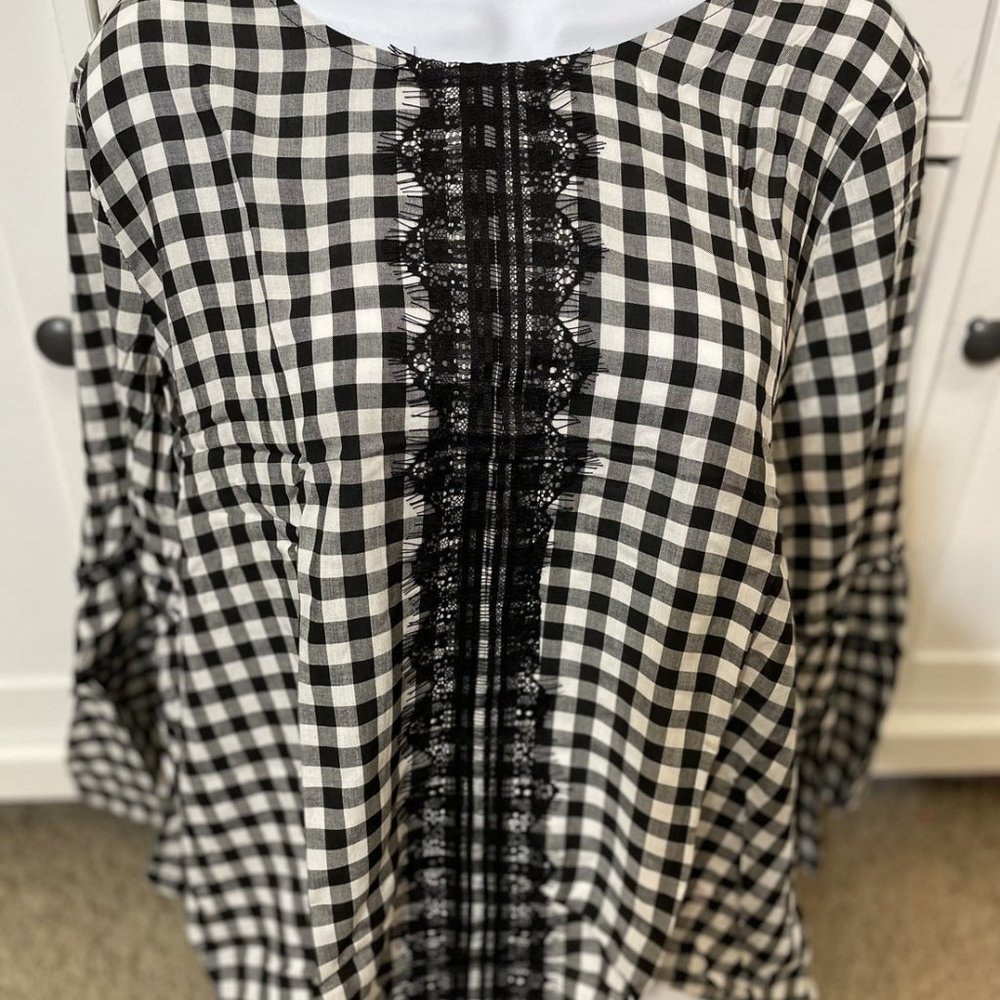 Checkers and Lace Hem and Thread Top